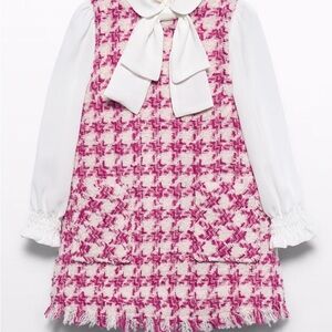 Chic Pink and White Kids Dress